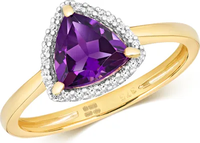 Produktbild von Chicer 9 Karat (375) Gold Cluster Damen - Diamant Solitärring Brillant-Schliff 0.07 Karat mit Amethyst, 51 (16.2); TRS10977RSL