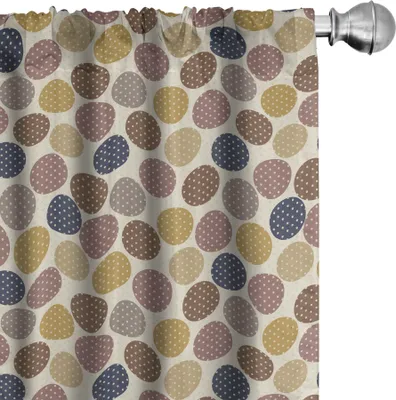 Obrázok produktu pre ABAKUHAUS Retro závesy, záclony, bodky a kruhy na pozadí vaječnej škrupiny, 2 kusy 75 x 225 cm, viacfarebné