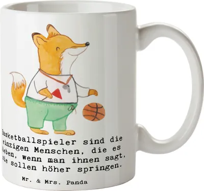 Produktbild von Mr. & Mrs. Panda Tasse Basketball Motivation - Weiß - Geschenk, Mannschaftssport, Sprungkraft, Trinkbecher, Becher, schöne, Sportart, Teetasse, Sportler, Teamsport