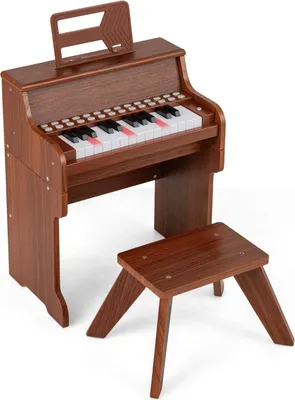 Obrázek produktu pro 25klávesové dětské digitální piano se stoličkou, hnědé