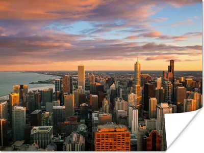 Produktbild von MuchoWow® Poster Skyline - Stadt - Wolken - Amerika 160x120 cm - Foto Plakat