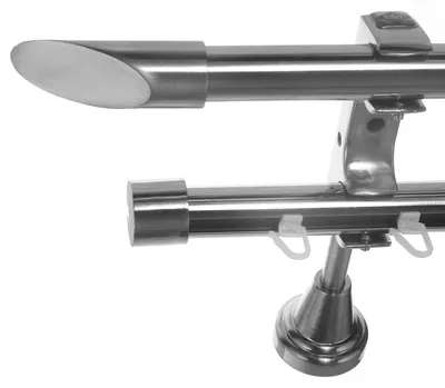 Produktbild von Rohr + Innenlauf Edelstahl Look Gardinenstange Ø 20mm Wandträger 2-läufig zweiläufig Wandbefestigung Schräge H60 E32E30 RI
