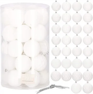 Obrázek produktu pro Vánoční baňky bílé mix - 8cm, sada 30ks