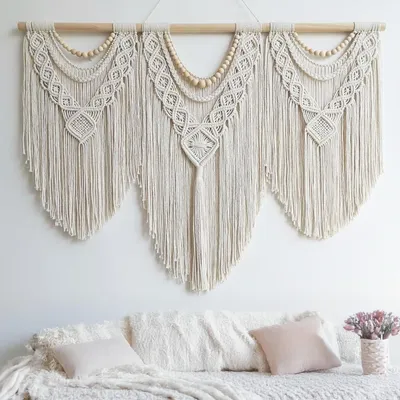 Immagine prodotto di Arazzo da parete in macramè intrecciato a mano 110 x 82 cm per decorazione murale