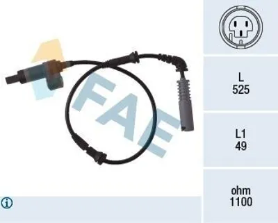 Obrázek produktu pro FAE Snímač otáček předních kol ABS pro BMW 3 Sedan (E46) 78018