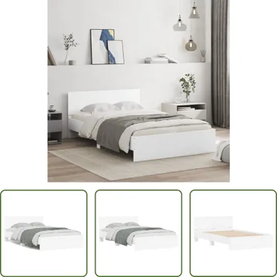 Produktbild von The Living Store Bettgestell mit Kopfteil Weiß 135x190 cm