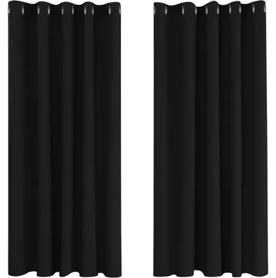 Produktbild von Verdunkelungsvorhänge Kälteschutz Blickdicht 138x168 cm Schwarz 2er Set