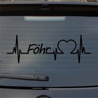 Produktbild von Heckscheibenaufkleber Föhr Herzschlag Puls Insel Nordsee Liebe 55x18 cm Schwarz Glanz Auto Aufkleber Sticker