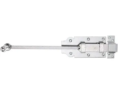 Zdjęcie produktu dla Alberts 123154 Zatrzask drzwiowy z uchwytem gałkowym i stałą pętlą, ocynkowany na żółto, 365,8 x 80 mm
