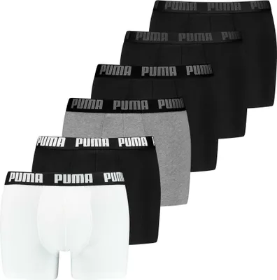 Produktbild von PUMA Herren Boxer Shorts, 6er Pack - Basic Boxer ECOM, Baumwolle Stretch, Everyday Schwarz/Weiß/Grau XL