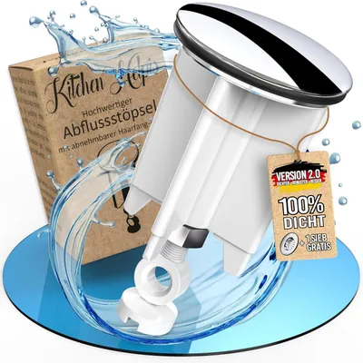 Imagen del producto de Tapón de desagüe de 40 mm, blanco, universal, para lavabos y bidés