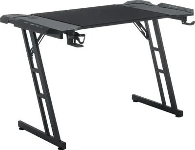 Produktbild von JOIEYOU Schreibtisch Gaming Tisch 140x60cm Höhenverstellbar Gamingtisch mit LED & Kabelloch & Kopfhörerständer & Tassenhalter, Kohlefaserplatte Ergonomischer PC Computertisch