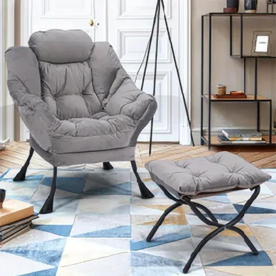 Produktbild von Loungesessel - Sessel - Ohrensessel - Akzentsessel - Mit Fußhocker - Hellgraues Polyester