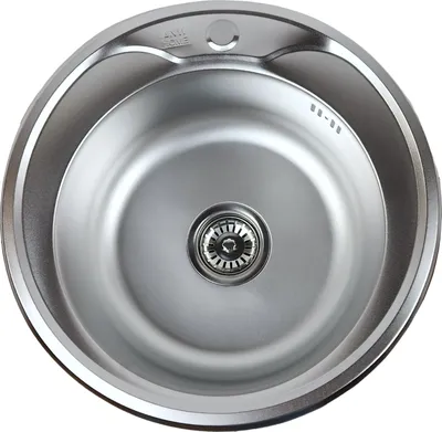 Obrázek produktu pro ANW HOME Kuchyňský dřez kulatý Ø51 x 16 cm, saténový, se sifonem, kuchyňský dřez z nerezové oceli s otvorem pro baterii, nerezový dřez, nerezový kuchyňský dřez