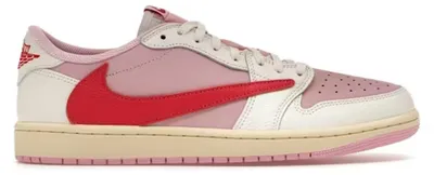Image de Jordan 1 Retro Low OG SP Travis Scott, couleur Sail et Tropical Pink, taille US10 - EU44