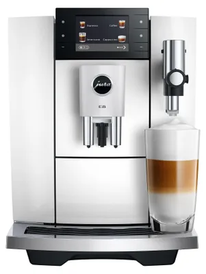 Zdjęcie produktu dla JURA E8 (ED), Ekspres do espresso, 1,9 l, Ziarna kawy, Wbudowany młynek, 1450 W, Biały