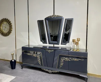Image de Sideboard Commode moderne Armoire avec 3 miroirs de rangement baroque