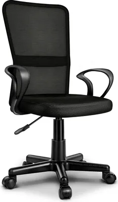 Obrázek produktu pro Kancelářská židle TRESKO, černá, otočná, s područkami a plastovými kolečky, plynule výškově nastavitelná, polstrovaný sedák, ergonomický tvar