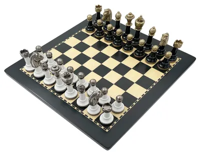 Produktbild von Italienische Schachfiguren Metall/Buche + Schachbrett Holz Ebony 40