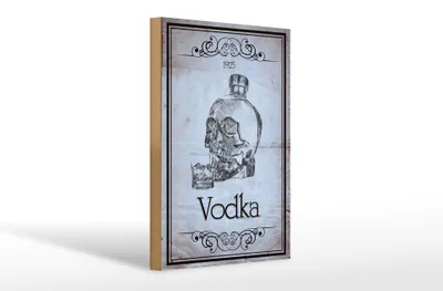 Produktbild von Holzschild Alkohol 20x30cm 1925 Vodka Totenkopf