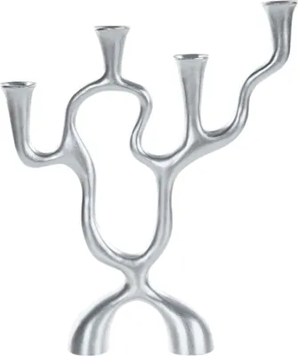 Produktbild von BELIANI Kerzenständer Silber 4-armig aus Eisen Dekoration Kerzenhalter Kerzenleuchter für 4 Kerzen