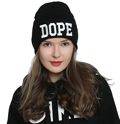 Produktbild von Stylische schwarze Mütze Winter Beanie Statement DOPE 2