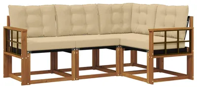 Produktbild von vidaXL Outdoor-Sofagarnitur mit Kissen 4 pcs Natur und Beige
