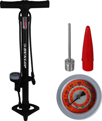 Produktbild von Dunlop Fahrrad Standluftpumpe mit Manometer für alle Ventile Luftpumpe Fahrradstandpumpe Standpumpe Fahrradpumpe