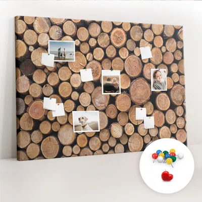 Obrázok produktu pre Korková tabuľa Tabuľa na poznámky Tabuľa na špendlíky - učebná pomôcka 140x100 cm - 100ks farebných  kolíkov - Kruhy stromov