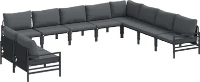 Immagine prodotto di vidaXL Set di divani da giardino con cuscini 10 pezzi Acciaio nero