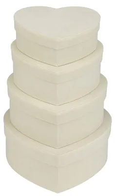 Produktbild von Geschenkbox Herzform, Samt, 4er Set, mit Deckel, Aufbewahrung für Schmuck
