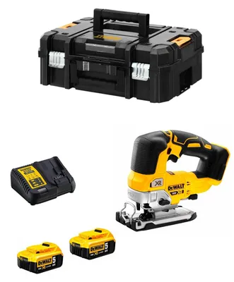 Imagen del producto de Sierra de Calar DeWALT DCS334P2T (2 x 5,0 Ah + DCB115 + TSTAK II)