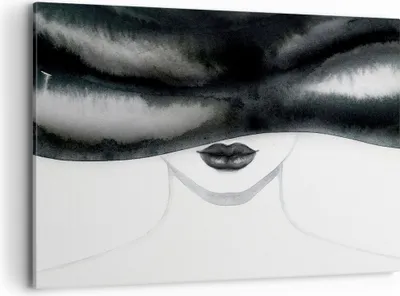 Produktbild von Bild auf Leinwand - Leinwandbild - Einteilig - Frau Hut Schwarzweiß - 100x70cm - Wand Bild - Wanddeko - Wandbilder - Leinwanddruck - Bilder - Wanddekoration - Leinwand bilder - AA100x70-4301