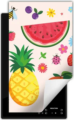 Produktbild von DarHaus Herdabdeckplatte 1 teilig 30x52 cm Anti Rutsch Matte Aufrollbar, bunt - Obst