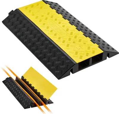 Zdjęcie produktu dla Mostek kablowy VEVOR 950 mm, 9979 kg, 2-kanałowy (100x75 mm) gumowe zabezpieczenie przed najechaniem, zabezpieczenie przed potknięciem, osłony podłogowe, do obszarów z wysokimi progami, dom, biuro, magazyn, 1 szt