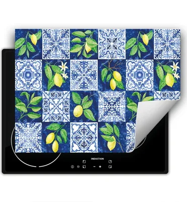 Produktbild von DarHaus Herdabdeckplatte 80x52 cm Anti Rutsch Matte Aufrollbar, blau - Mosaik