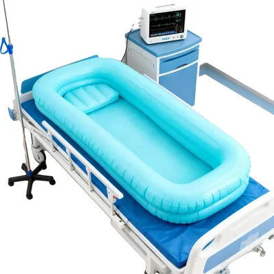 Produktbild von Aufblasbare Badewanne, 216 x 100 cm Abmessungen (vor dem Aufblasen), 212 x 96 x 37 cm Abmessungen (nach dem Aufblasen), 150W Elektrische Luftpumpe, 8-10L Wassersackkapazität, PVC-Material