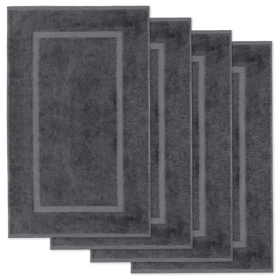 Produktbild von Lavea® 4er Set Badematte 50x80 cm, Badezimmerteppich 100% Baumwolle, 800 g/m², saugstark, waschbar, Badvorleger, Elena – Anthrazit
