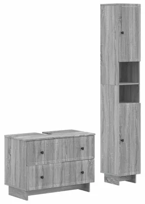 Produktbild von 2-teiliges Badezimmer Schrank Set EDE Sonoma-Grau Holzwerkstoff