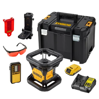 Produktbild von DeWalt DCE074D1R-QW Rotationslaser, Vertikal-Lot einfach,rot, inkl. 18V/2Ah Akku
