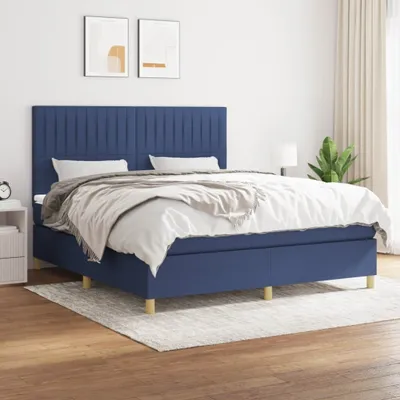 Produktbild von The Living Store Boxspringbett mit Matratze Blau 180x200 cm Stoff