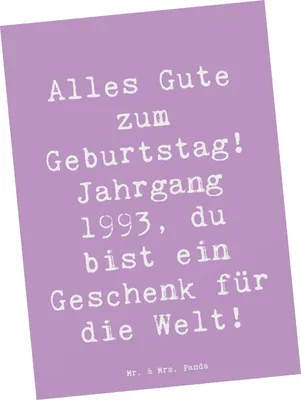 Produktbild von Mr. & Mrs. Panda Postkarte Spruch 1993 Geburtstag - Lavendeltraum - Geschenk, Geburtsjahr, besondere Anlässe, Geburtstagsgeschenk, Grußkarte, Happy Birthday, Postkarten
