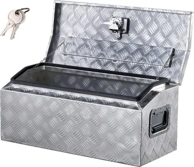 Zdjęcie produktu dla Aluminiowa skrzynka narzędziowa 762x330,2x330,2 mm do łóżek pickupów - Solidny schowek na akcesoria samochodowe