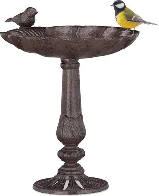 Image de Bain d'oiseaux sur pied - Bain d'extérieur pour oiseaux, métallique, petit