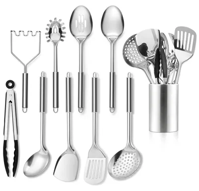Image de Omgoods - Ensemble de 10 ustensiles de cuisine en acier inoxydable pour cuisiner