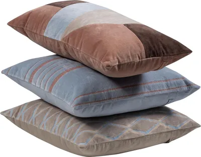 Produktbild von Laon Kissin Velvet Natur/Blau - 3Er Set