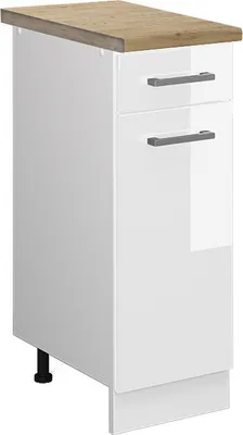 Produktbild von Küchenunterschrank Vicco R-Line Weiß Hochglanz 30 cm , AP Eiche, Model 45411