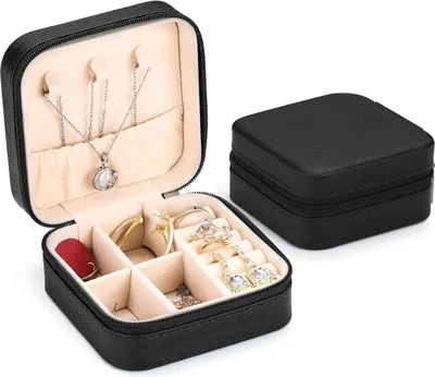 Obrázek produktu pro Sieradendoosje mini-Sieradenorganizer - cestovní šperkovnice na náušnice, náhrdelníky a náramky (černá)