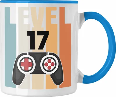Produktbild von Trendation - 17. Geburtstag Tasse Gamer Jungs Jungen Geschenkidee zum Geburtstag Lustig Siebzehn (Blau)