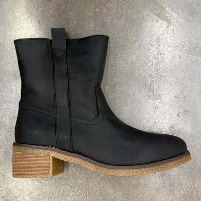 Produktbild von Vaton, mittelhöher Cowboy-Stiefel für Damen, schwarz, aus gewachstem Nubuk-Leder